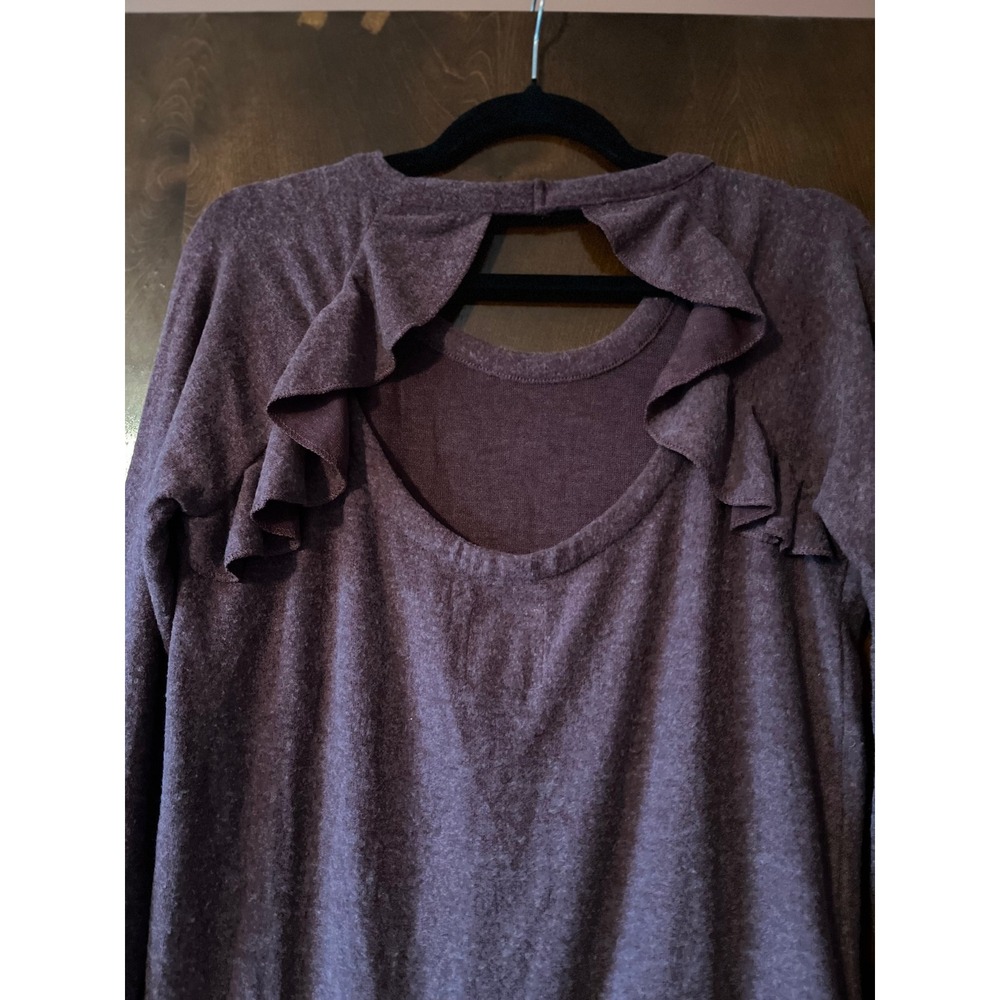 CHASER Womens Mulberry Ruffle Back Cutout Long Sleeve Sweatshirt Size S NWT - Picture 6 of 11